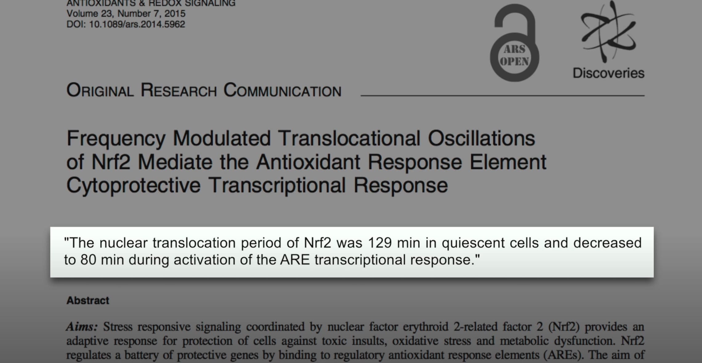 Frequency Modulated Translocational Oscillations of Nrf2 Mediate the Antioxidant Response Element Cytoprotective Transcriptional Response